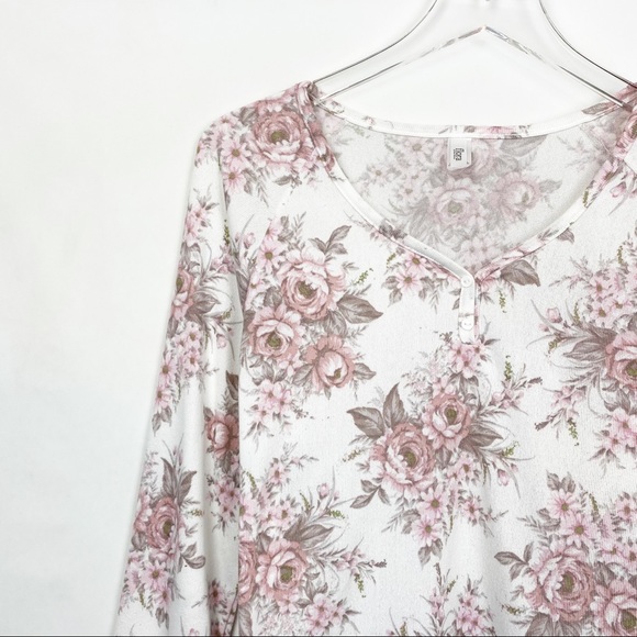 Flora Nikrooz Ivory Floral Print Henley PJ Set Sma - Picture 7 of 9